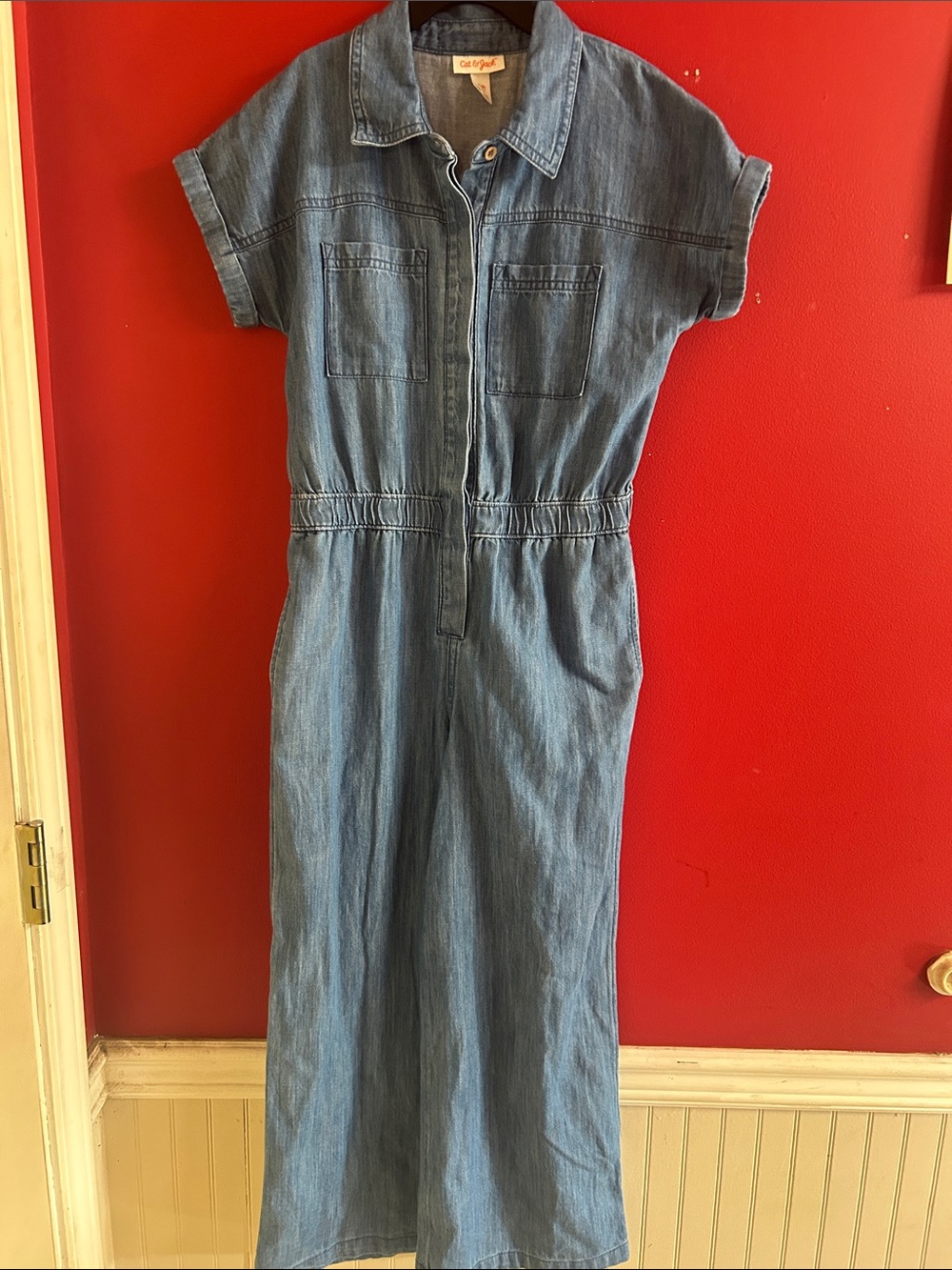 Girls Cat & Jack denim look light weight jump suit One Piece size 10